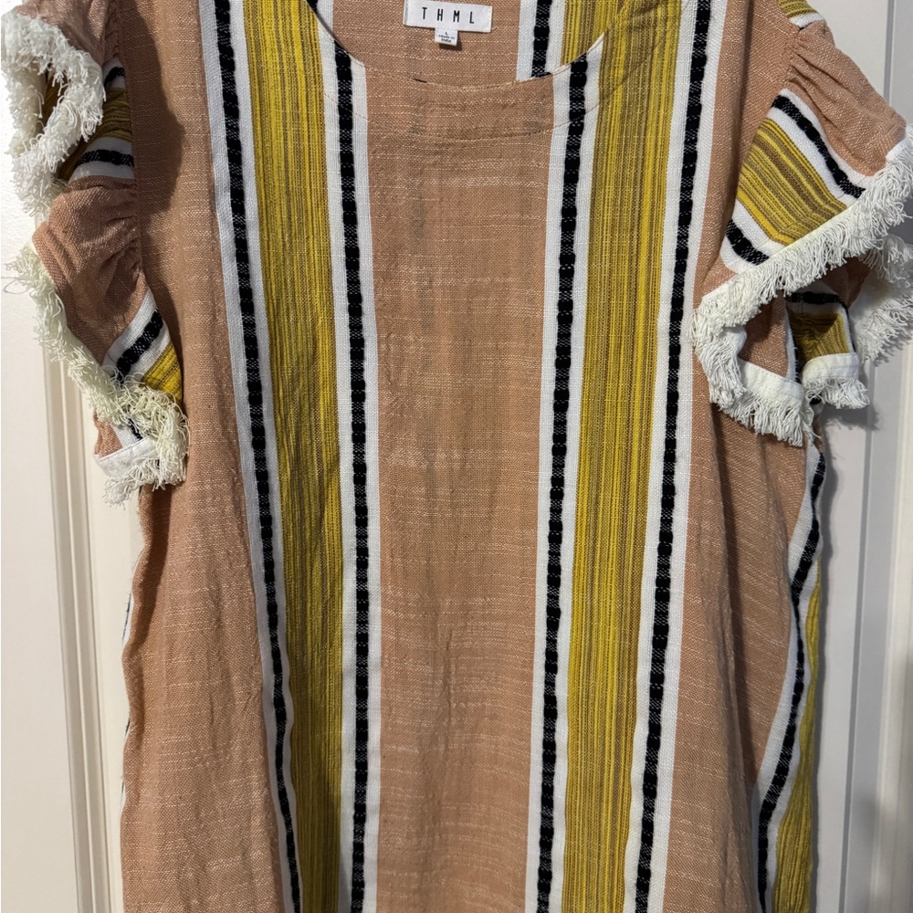 Striped Fringe Sleeve Top